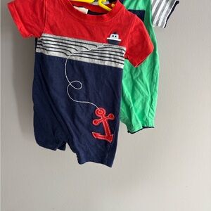 Nautical Red and Navy Baby Rompers 0-3